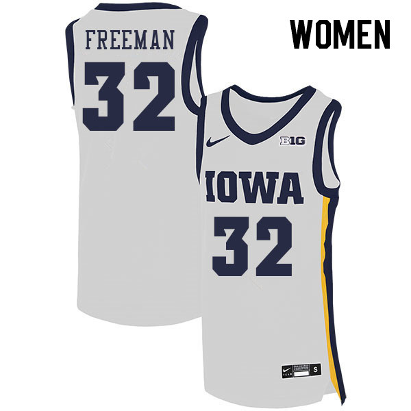 Women #32 Owen Freeman Iowa Hawkeyes College Basketball Jerseys Stitched Sale-White